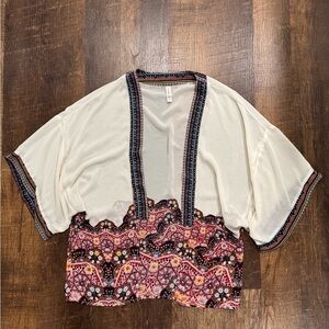 Xhilaration Multicolor Patterned chiffon sheet Kimono